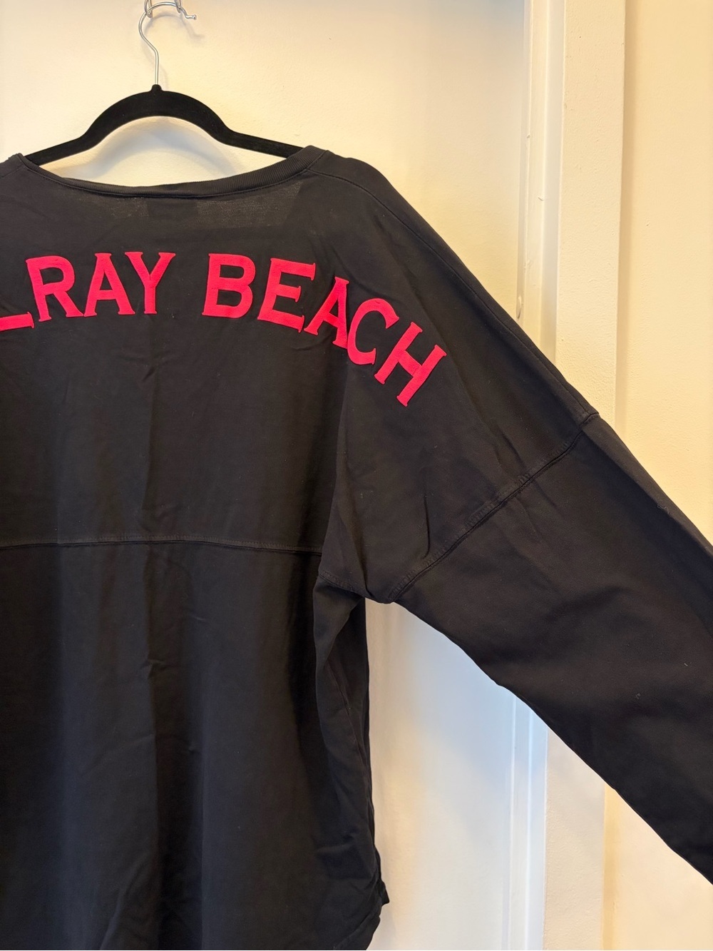 Spirit Jersey DELRAY BEACH Oversized Long Sleeve Shirt Womens L Black Pink - Picture 6 of 10